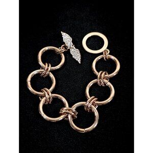 Victorias Secret Angel Wing Rose Gold Tone Round Chain Toggle Bracelet 8 in